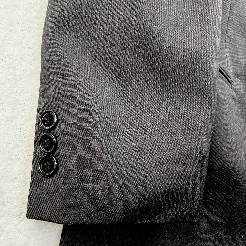 Vtg Vito Rufolo TESSE Super 100s Suit 42L 34x32 Charcoal Double Breasted Peak